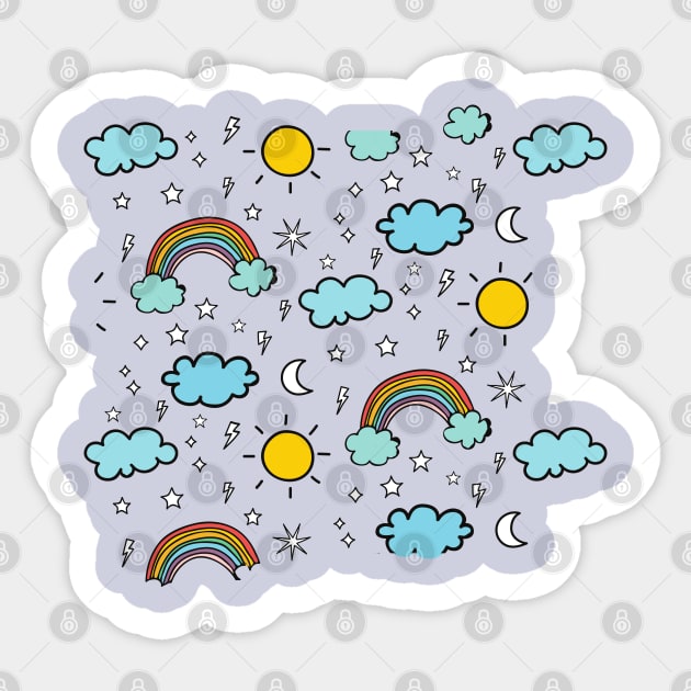 Rainbow and Cloud Funny summer Pattern Sticker by LilyPattern